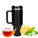 EXTRALINK Black Forest | Thermo Mug With Straw | Thermos With handle, 1200ml, Black - (EX.28600)