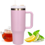 EXTRALINK Black Forest | Thermo Mug With Straw | Thermos With handle, 1200ml, Powder Pink - (EX.28631)