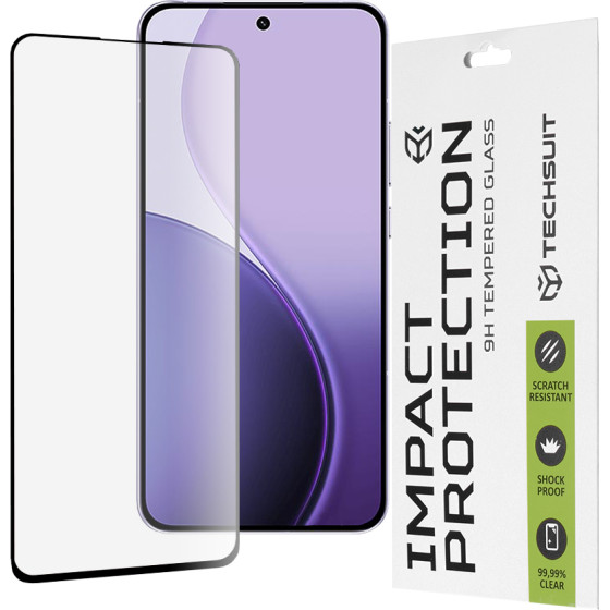 Techsuit - 111D Full Cover / Full Glue Glass - Oppo Reno14 F - Black