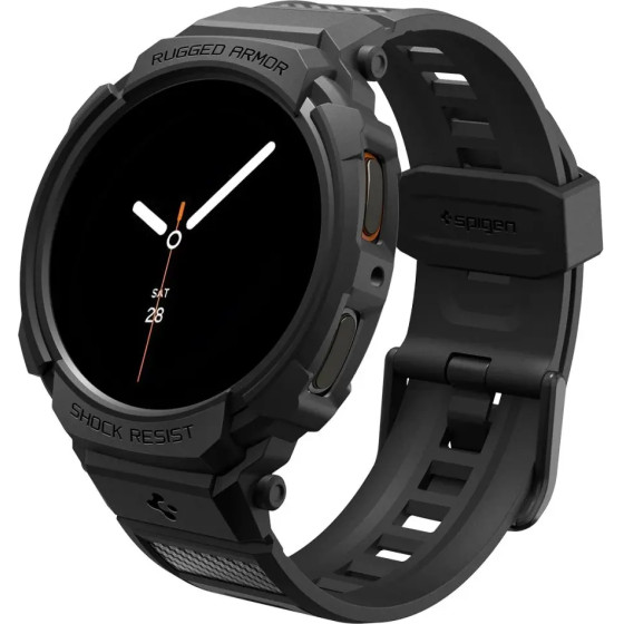 Spigen Rugged Armor Pro Strap For Samsung Galaxy Watch 8 44mm - Matte Black - (28222-0)