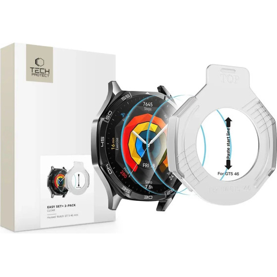 Tech-Protect Easy Set+ 2-Pack Tempered Glass For Huawei Watch Gt 5 46 Mm - Transparent - (28181-0)