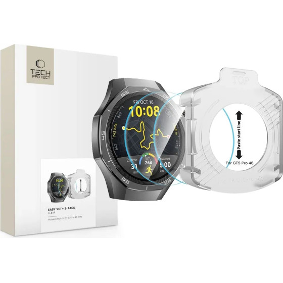 Tech-Protect Easy Set+ 2-Pack Tempered Glass For Huawei Watch Gt 5 Pro 46 Mm - Transparent - (28182-0)