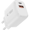 Tech-Protect NCA20 Pd 20W QC3.0 USB-A / USB-C Wall Charger + USB-C / Lightning Cable 100cm - White - (28550-0)