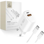 Tech-Protect NCA20 Pd 20W QC3.0 USB-A / USB-C Wall Charger + USB-C / USB-C Cable 100cm - White - (28551-0)