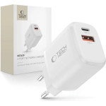 Tech-Protect NCA20 Pd 20W QC3.0 USB-A / USB-C Wall Charger - White - (28549-0)