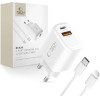 Tech-Protect NCA30 Pd 30W QC3.0 USB-A / USB-C Wall Charger + USB-C / Lightning Cable 100cm - White - (28547-0)