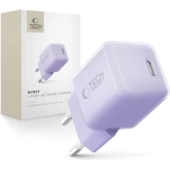 Tech-Protect NCM25 USB-C Pd 25W Wall Charger - Purple - (28568-0)