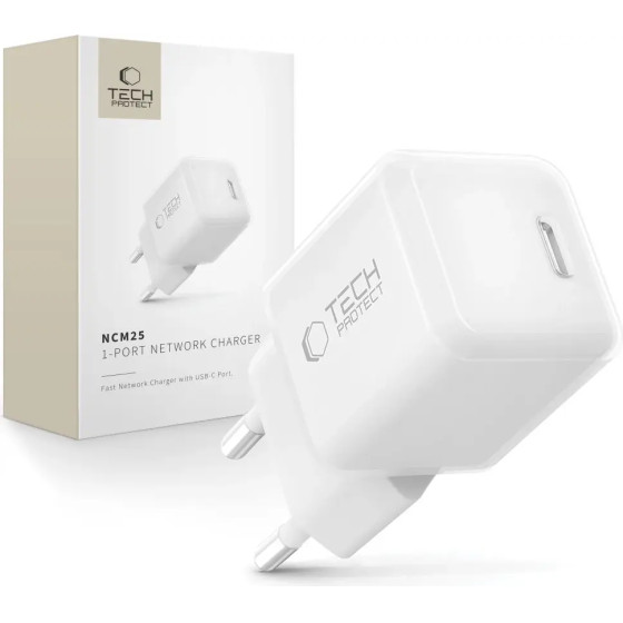 Tech-Protect NCM25 USB-C Pd 25W Wall Charger - White - (28567-0)