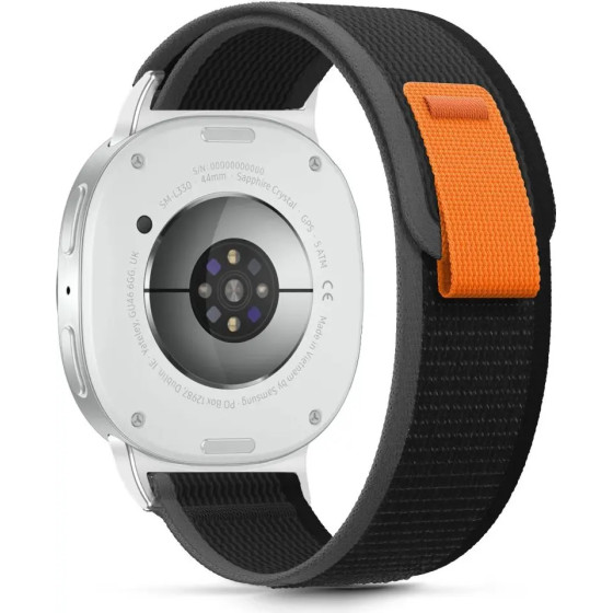 Tech-Protect Nylon Stripe Strap For Samsung Galaxy Watch 40/44/46 Mm - Black And Orange - (28606-0)