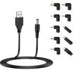 Techsuit - (11 pack) Cable Adapter Chargenest (AC21) - Usb To 7x Dc Barrel, Jack Adapter, Type-C, Mini-USB, Micro-Usb - Black