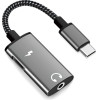 Techsuit - 2in1 Audio Adapter Acusticore (AC22) - Type-C To Type-C/Jack 3.5mm, Fast Charging, Dac Chip, Hi-Fi Sound - Gray