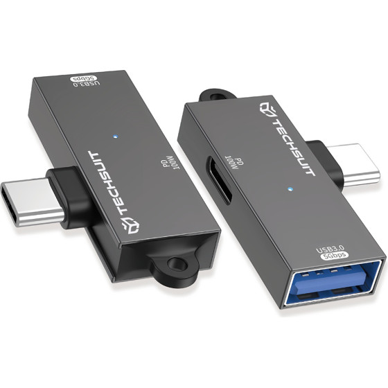 Techsuit - Adapter Datablitz (A21) - Type-C, USB3.0, PD100W, 5GBps - Gray