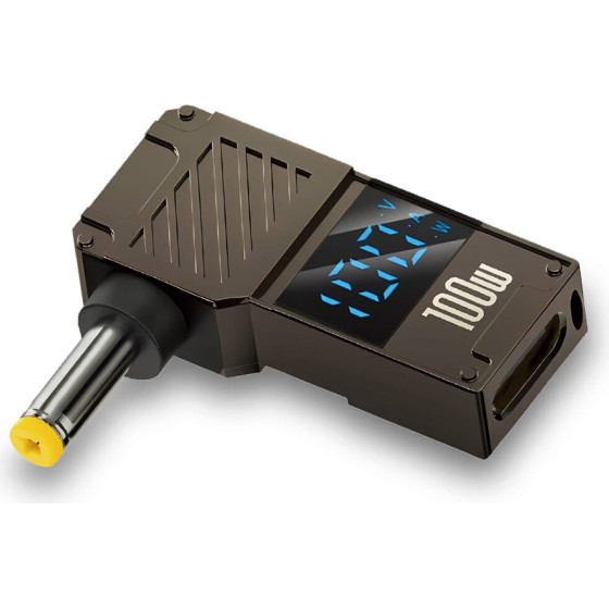 Techsuit - Adapter Laptopplugx (A22) - For Laptop, Dc To Type-C, 100W, Led Display - Grey