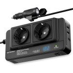 Techsuit - Car Power Inverter Powerdrivex (IA2) - Type-C, 2x USB-A, 2x Ac Power Sockets, 220V, 200W - Black