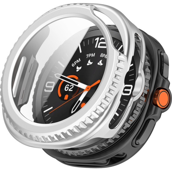 Techsuit - Defense360 Pro + Screen Protector - Samsung Galaxy Watch8 Classic - Silver