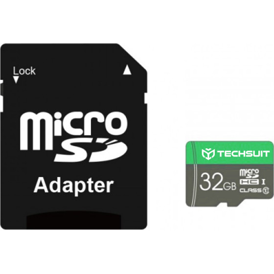 Techsuit - Memory Card THCM11 (THCM11832) - With Adapter, MicroSDHC, Class 10, 32GB - Green