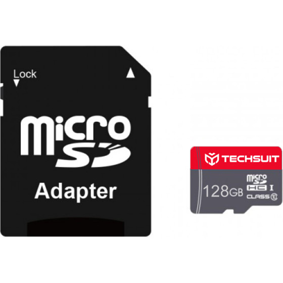 Techsuit - Memory Card THCM26 (THCM269128) - With Adapter, MicroSDHC, Class 10, 128GB - Red