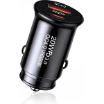 Techsuit - Premium Car Charger Minifusex - Fast Charge, Mini Design, 2in1 Usb Qc 4.0, Type-C PD20W, Abs - Black - (C4)