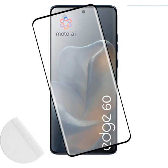 Idol 1991 Tempered Glass Motorola Edge 60 5G 6.67'' 9H 0.30mm 3D Full Glue Semi Curved Finger Unlock Black + Squeezy CARD
