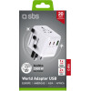 SBS Universal Adapter 2500W EUROPE/USA/ASIA/Africa Plugs USB/ 2X Type C Ports - (DAPTUSB2CPD20U)
