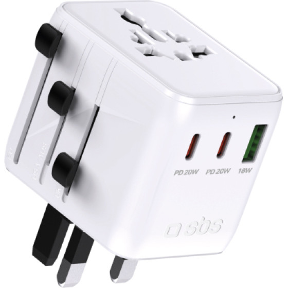 SBS Universal Adapter 2500W EUROPE/USA/ASIA/Africa Plugs USB/ 2X Type C Ports - (DAPTUSB2CPD20U)