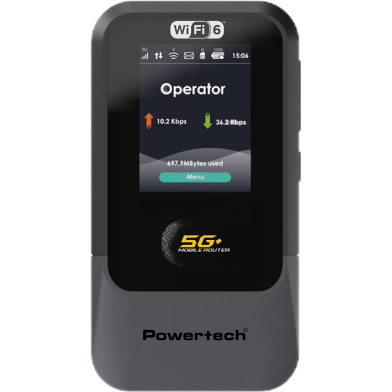 Powertech 5G Mobile Router Wifi 6, AX900 Dual band, 4000mAh - (PT-1512)