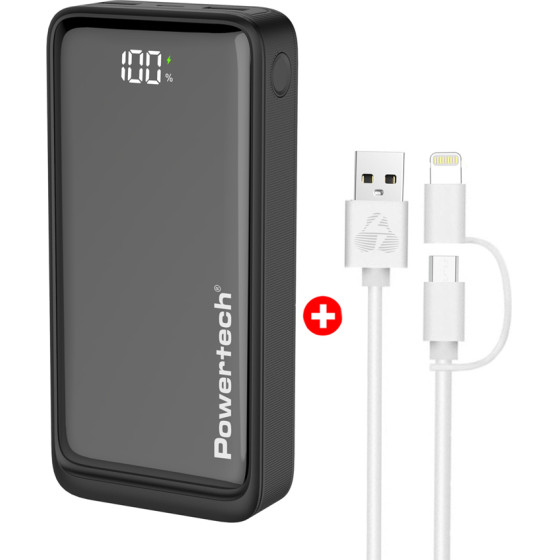 Powertech Power Bank �� ����� & ������� Usb �� Micro/Lightning 20000mAh - (BNDL-0196)
