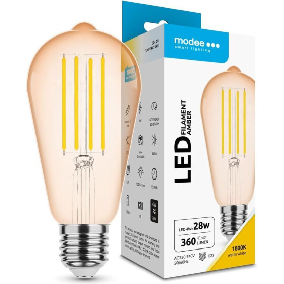 Modee Lighting ��������� LED Filament Amber ST64 4W E27 320� 1800K (320 lumen)