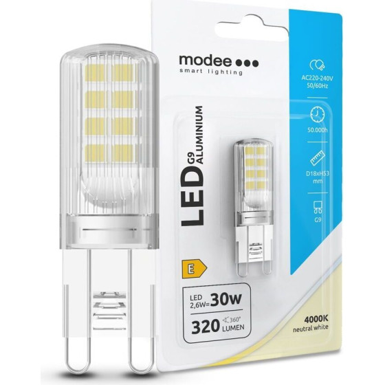 Modee Lighting ����� LED G9 Aluminium 2.6W 4000K (320 lumen) ERP B1