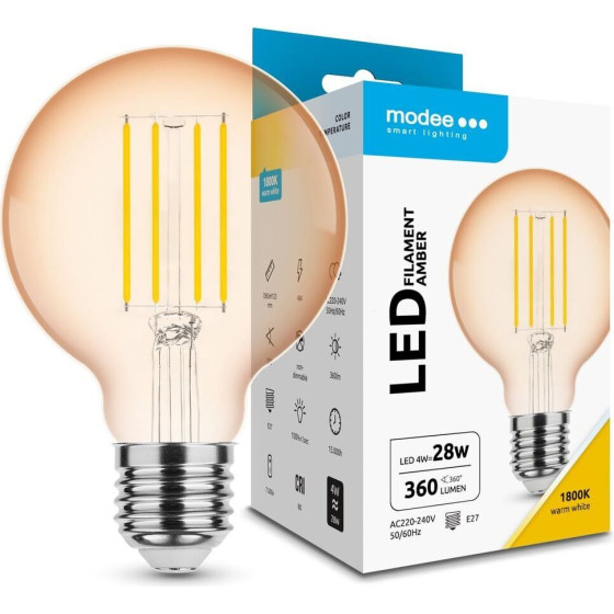 Modee Lighting LED �������� ����� Filament Amber G80 4W E27 320� 1800K (360 lumen)