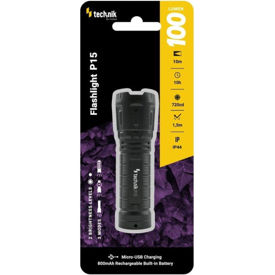 Technik ����� P15 (+1x18650 800mAh) XPE LED + micro USB (100 lumen)