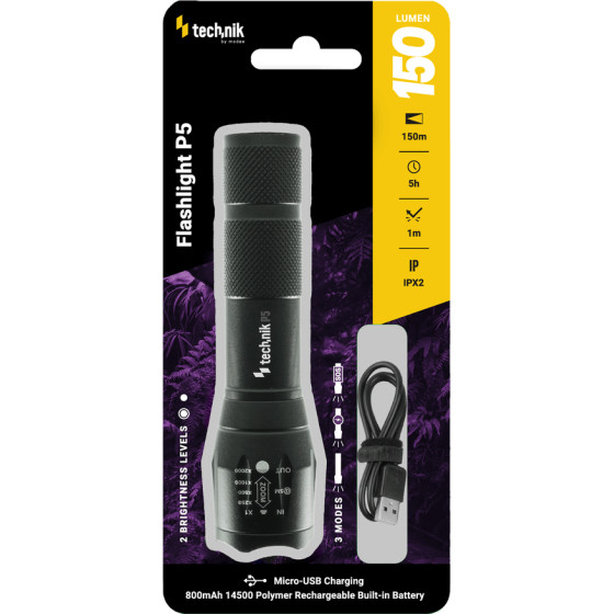 Technik ����� P5 (+1x14500 800mAh) XPE LED �� ������� Micro USB 150lm