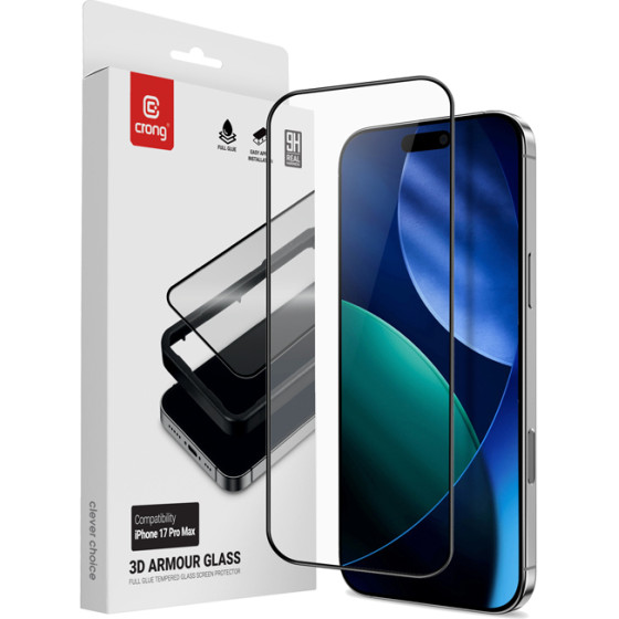 Crong 3D Armour Glass - Tempered Glass Iphone 17 Pro Max + Installation Frame - (CRG3DAGIP1769P)