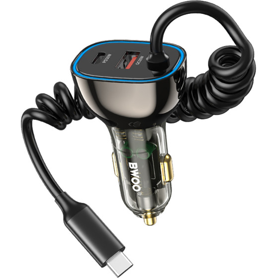 BWOO CC96C Pd Car Charger 1x USB-C 1 x Usb Port 30W gray