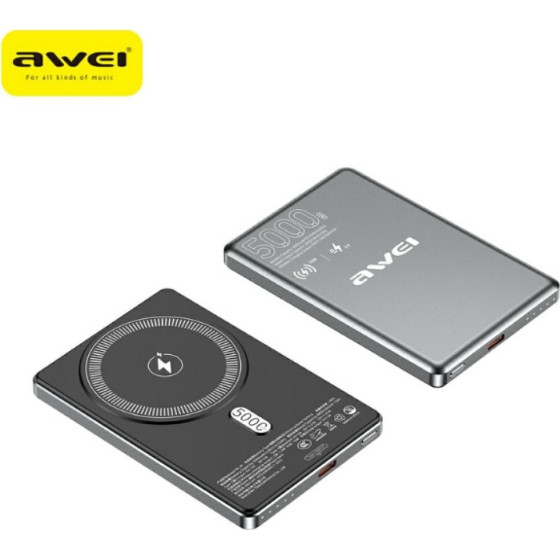 Awei Induction Powerbank 5000mAh Magsafe Grey - (PA-30)