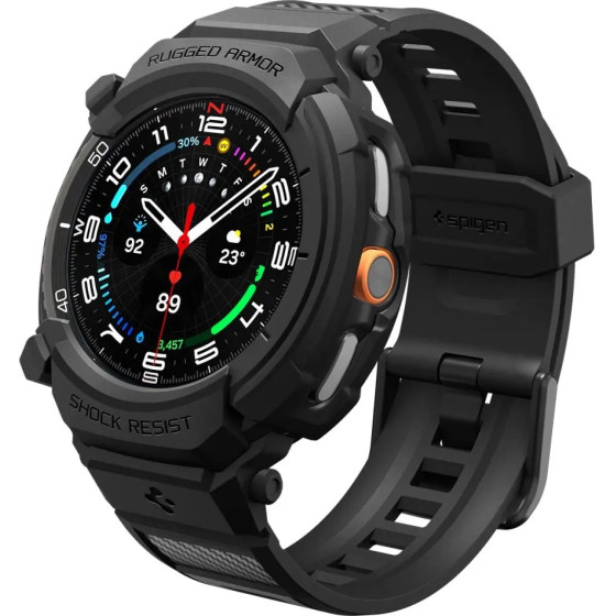 Spigen Rugged Armor Pro Strap For Samsung Galaxy Watch 8 Classic 46mm - Matte Black - (28220-0)