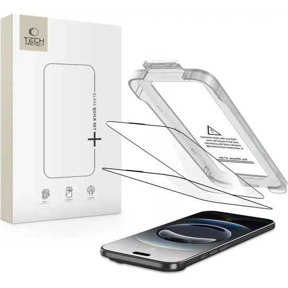 Tech-Protect Quick Set+ 2-Pack Tempered Glass For Iphone 17 Air - Black - (28327-0)
