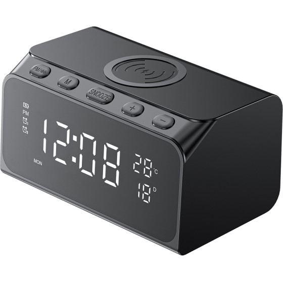 Havit - 6in1 Wireless Charger (W3041) - With Clock/Alarm/Calendar/Bluetooth Speaker/Temperature Functions - Black