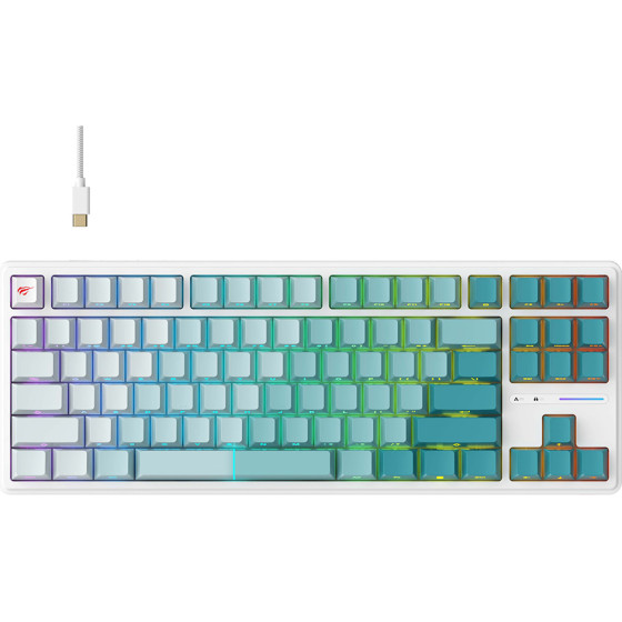 Havit - Gaming Keyboard (KB901L) - USB-C, With Rgb Lights, 1.8m, 200mA - White / Green
