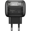 Havit - Wall Charger (UC251 EU) - Type-C Retractable Cable, Type-C, USB, GaN, 35W - Black / Gray