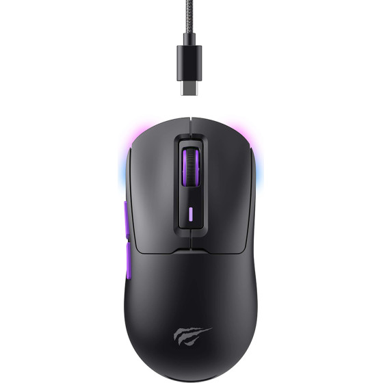 Havit - Wireless Gaming Mouse (MS969WB) - 1000 - 16000DPI, Led Lights, 150mAh, 1.6m, 5V - Black / Purple - (MS969WB;BLACK)