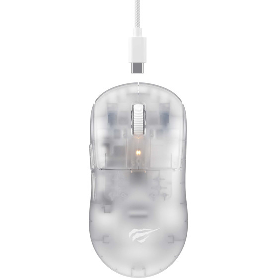 Havit - Wireless Gaming Mouse (MS970WB Pro) - 2.4GHz, 800/1600/2400/3200/6400/12000 DPI, 300mAh - Transparent White