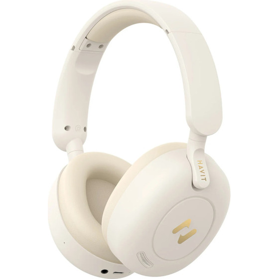 Havit - Wireless Headphones (H655BT Pro) - With Case, Bluetooth 5.3, Noise Cancelling, Multipoint, Hi-Res, 700mAh - Beige - (H655BT Pro;BEIGE)