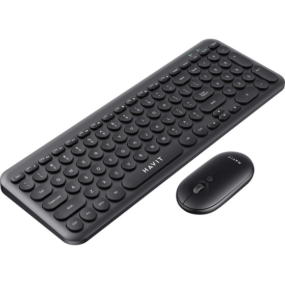 Havit - Wireless Keyboard And Mouse Set (KB254GCM) - 2.4GHz, ABS, 800/1200/1600 Dpi - Black