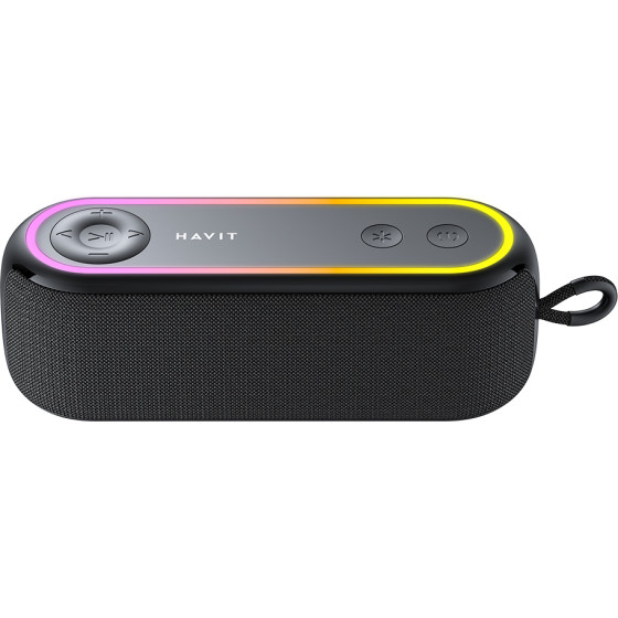 Havit - Wireless Speaker (SK810BT) - USB-C, Bluetooth 5.3, TWS, TF, USB, FM, AUX, Hands-Free Call, RGB, IPX5, 2400mAh - Black
