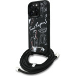 Karl Lagerfeld Case Crossbody Grained Pattern & Logo For Iphone 16 Pro Black - (KLHCP16LPGGRMPCK)