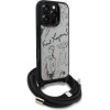 Karl Lagerfeld Case Crossbody Grained Pattern & Logo For Iphone 16 Pro Grey - (KLHCP16LPGGRMPCG)