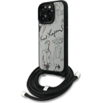 Karl Lagerfeld Case Crossbody Grained Pattern & Logo For Iphone 16 Pro Max Grey - (KLHCP16XPGGRMPCG)