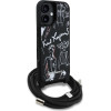 Karl Lagerfeld Case Crossbody Grained Pattern & Logo Magsafe For Iphone 16 Black - (KLHCP16SPGGRMPCK)