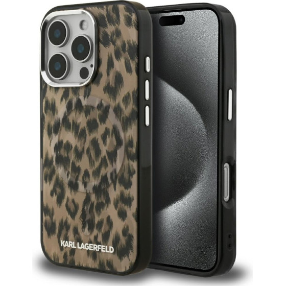 Karl Lagerfeld Case Iml Leopard Pattern Magsafe For Iphone 16 Pro Brown - (KLHMP16LHDLEOICW)